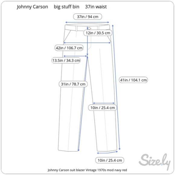 Johnny Carson suit blazer Vintage 1970s mod navy red - Picture 3 of 16